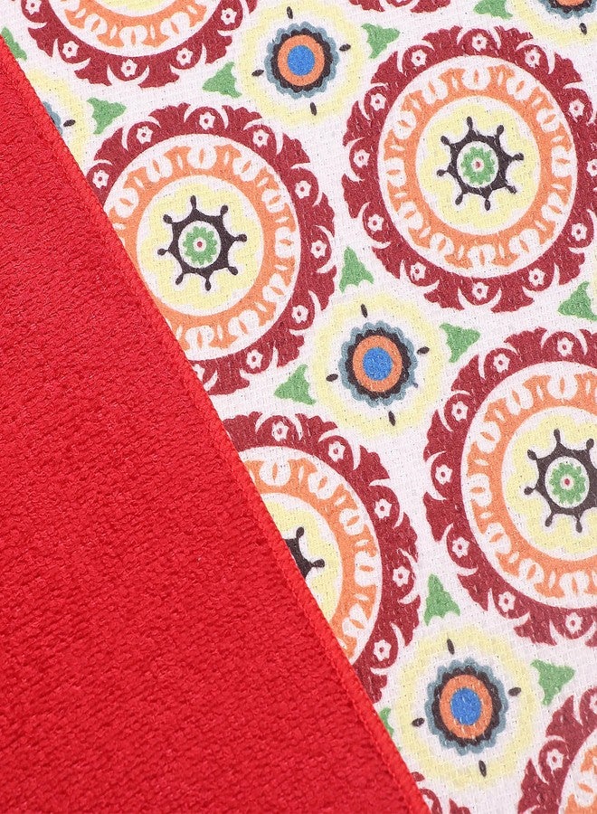 VRT Dish Drying Mat Kitchen for Kitchen Drying mat for Water Utensils Absorbing mat for Kitchen for Dish Drying mat for Dish Dry mat for Absorbent mat for Kitchen (Red Circle, 75X50 cm) - Image 5